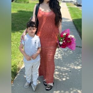 Orange knit dress size M